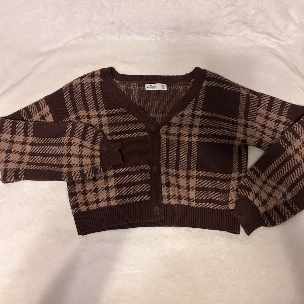 Brown Plaid Women's Sweater